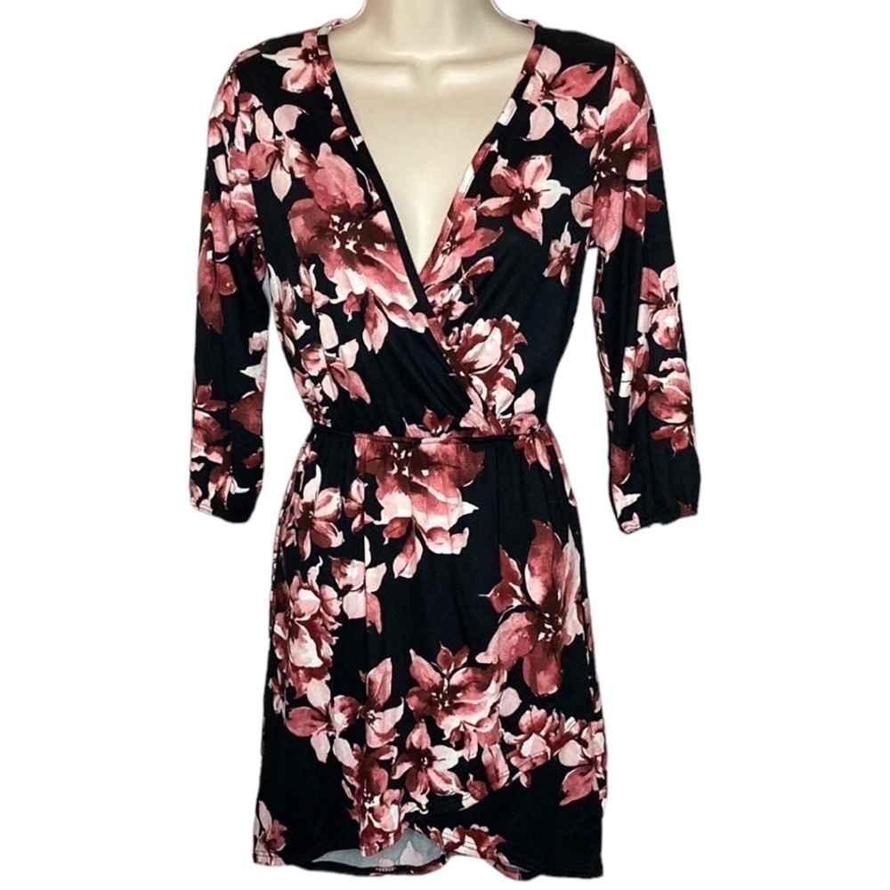 rue21 | NWT Black Floral Print Surplice Dress XS